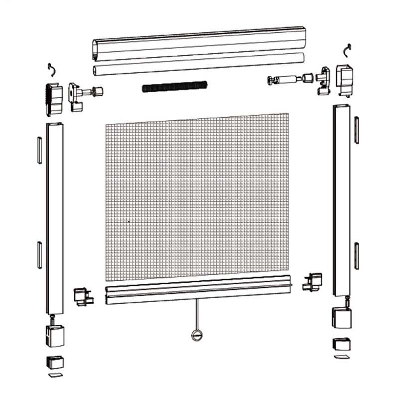 Aluminum Frame Roll Up Screen Window Screen, Retractable Insect Roller Mosquito Screen Net 