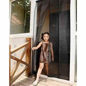 Fiberglass insect door curtain overlapping