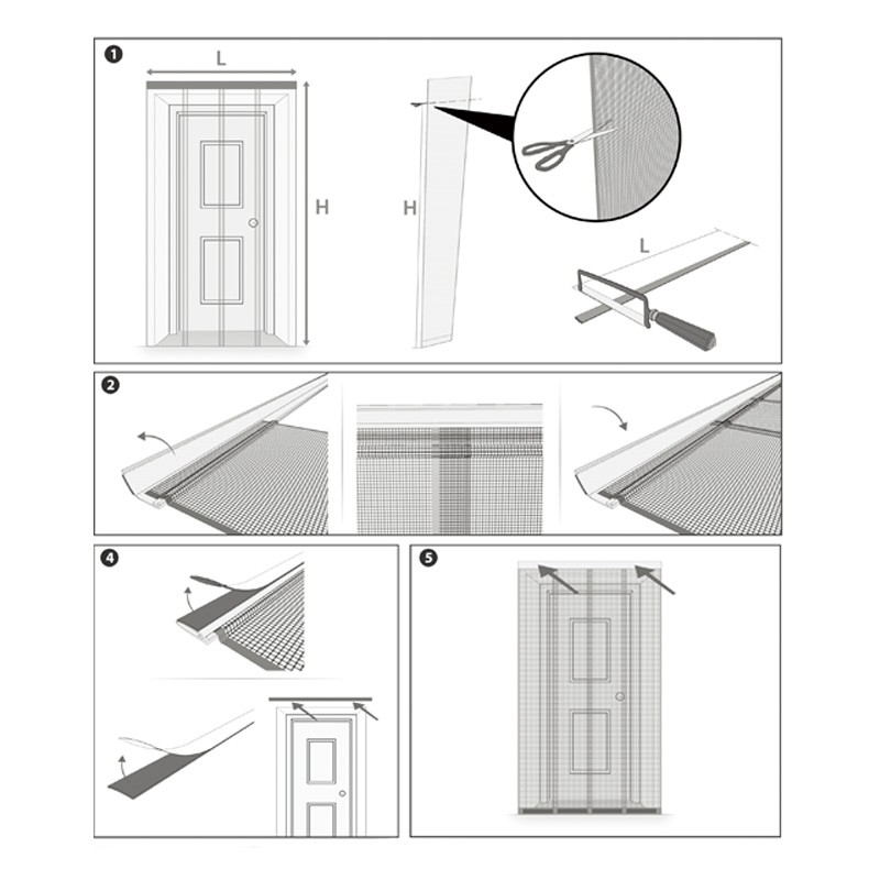 Fiberglass insect door curtain overlapping